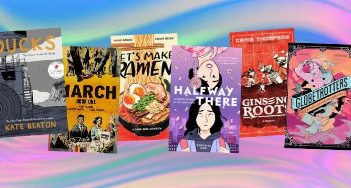 collage of nonfiction comic book covers